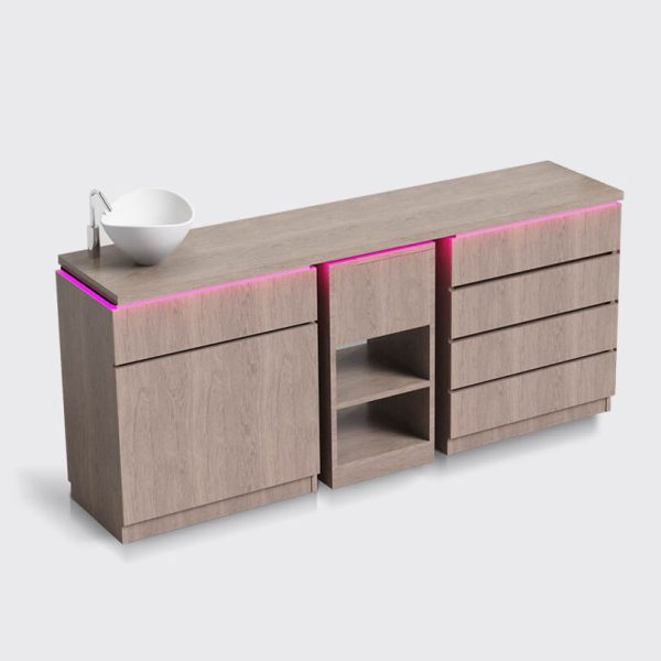 Mobilier medical/spa modular cu sertare, dulap tip cărucior și chiuvetă, Lemi MOD-190 C