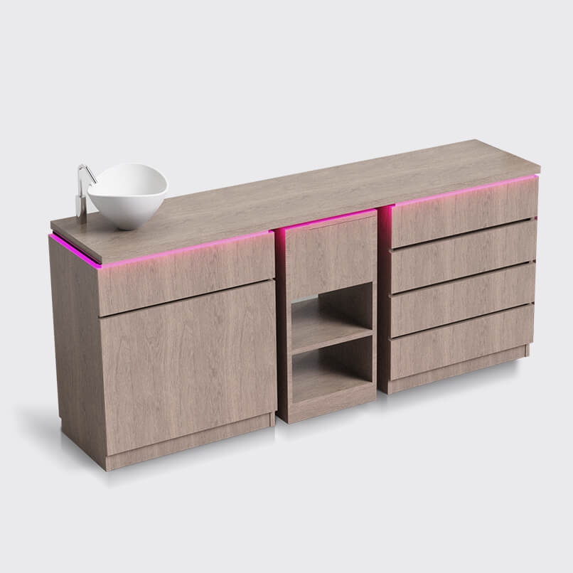 Mobilier medical/spa modular cu sertare, dulap tip cărucior și chiuvetă, Lemi MOD-190 C
