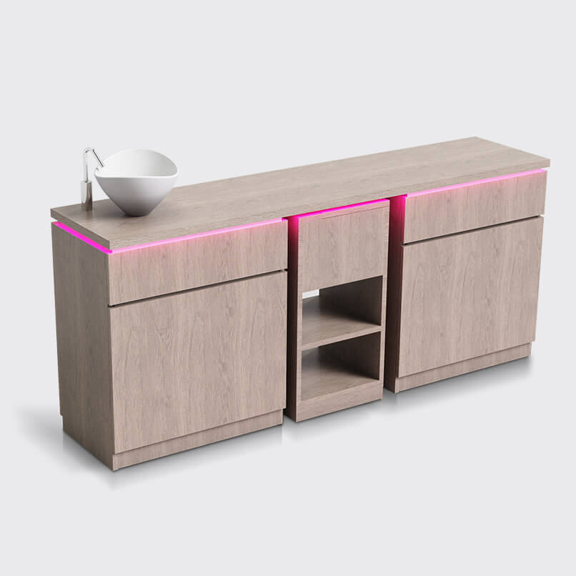 Mobilier medical/spa modular cu sertare, dulap tip cărucior și chiuvetă, Lemi MOD-190