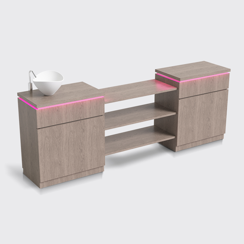 Mobilier medical/spa modular cu rafturi, dulapuri și chiuvetă, Lemi MOD-210