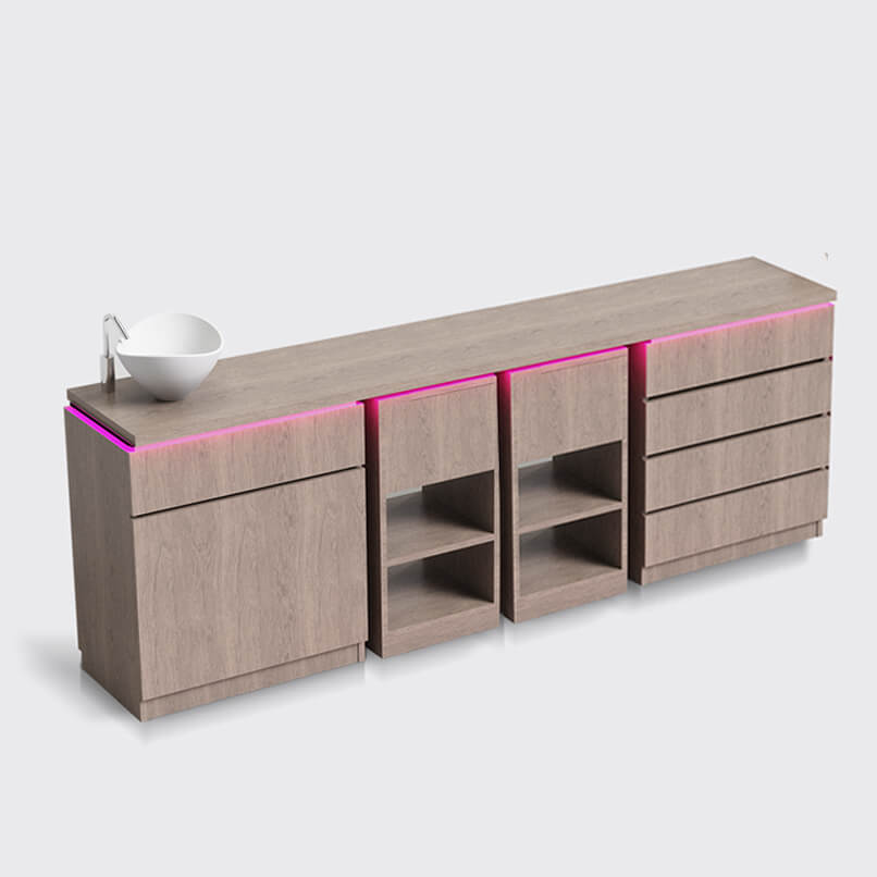 Mobilier medical/spa modular din 4 piese cu dulapuri si chiuveta, Lemi MOD-260, mobilier medical